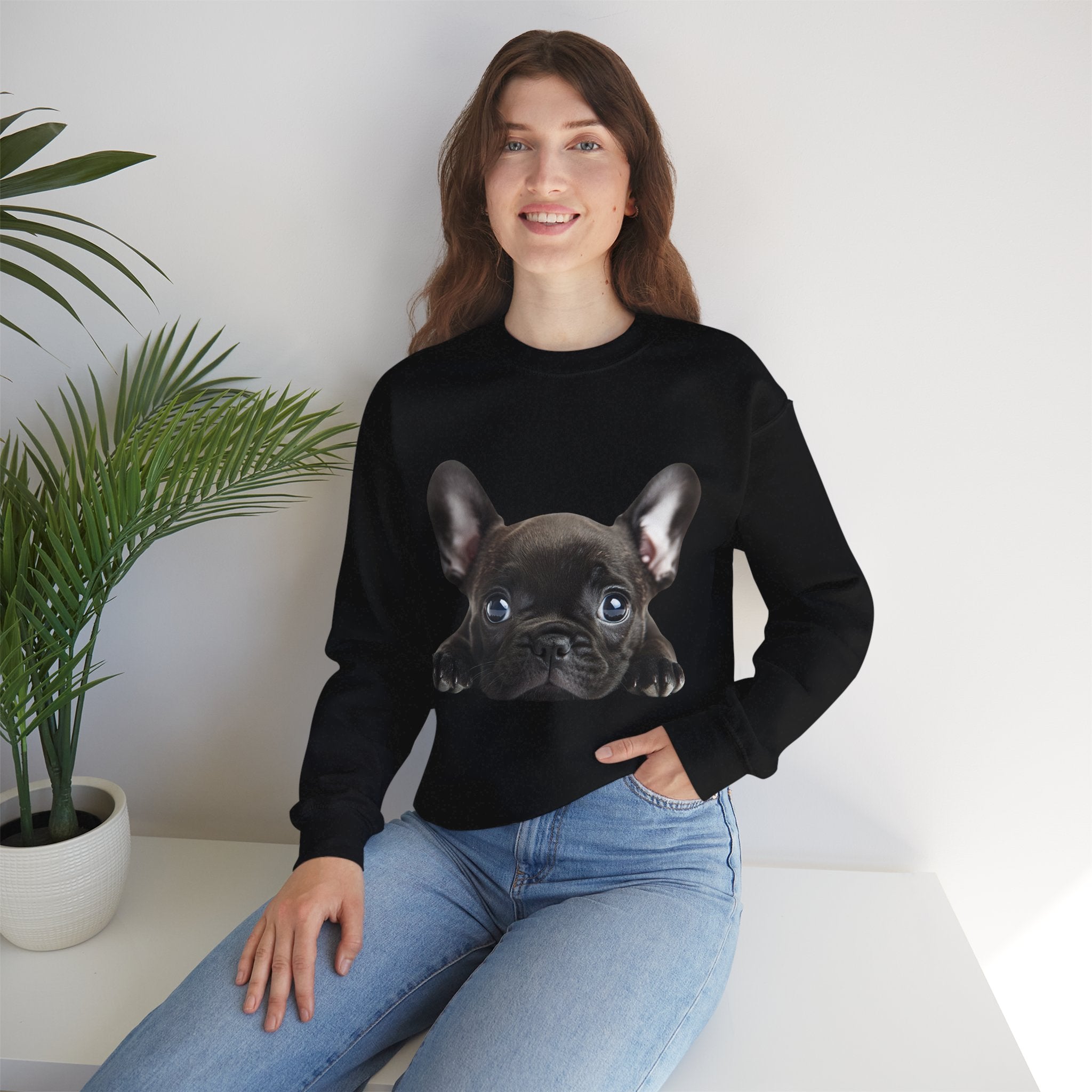 50/50 Cotton-Polyester Unisex French Bulldog Sweatshirt - ZemaStyle