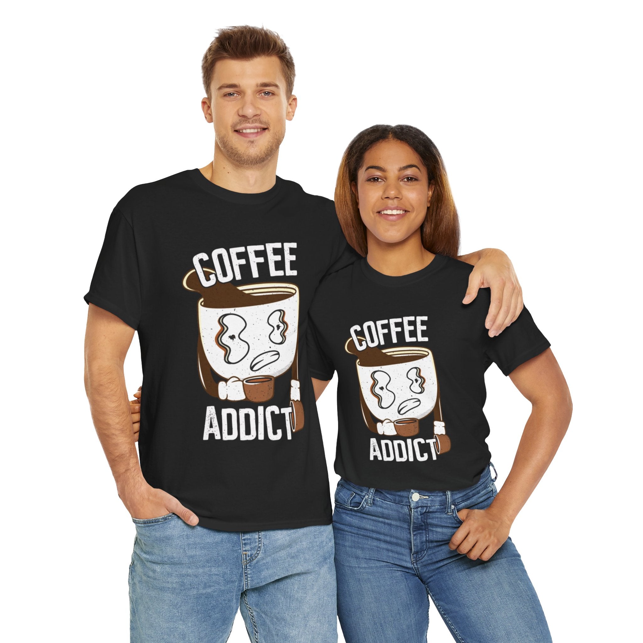 100% Cotton Coffee Addict t-shirt - ZemaStyle
