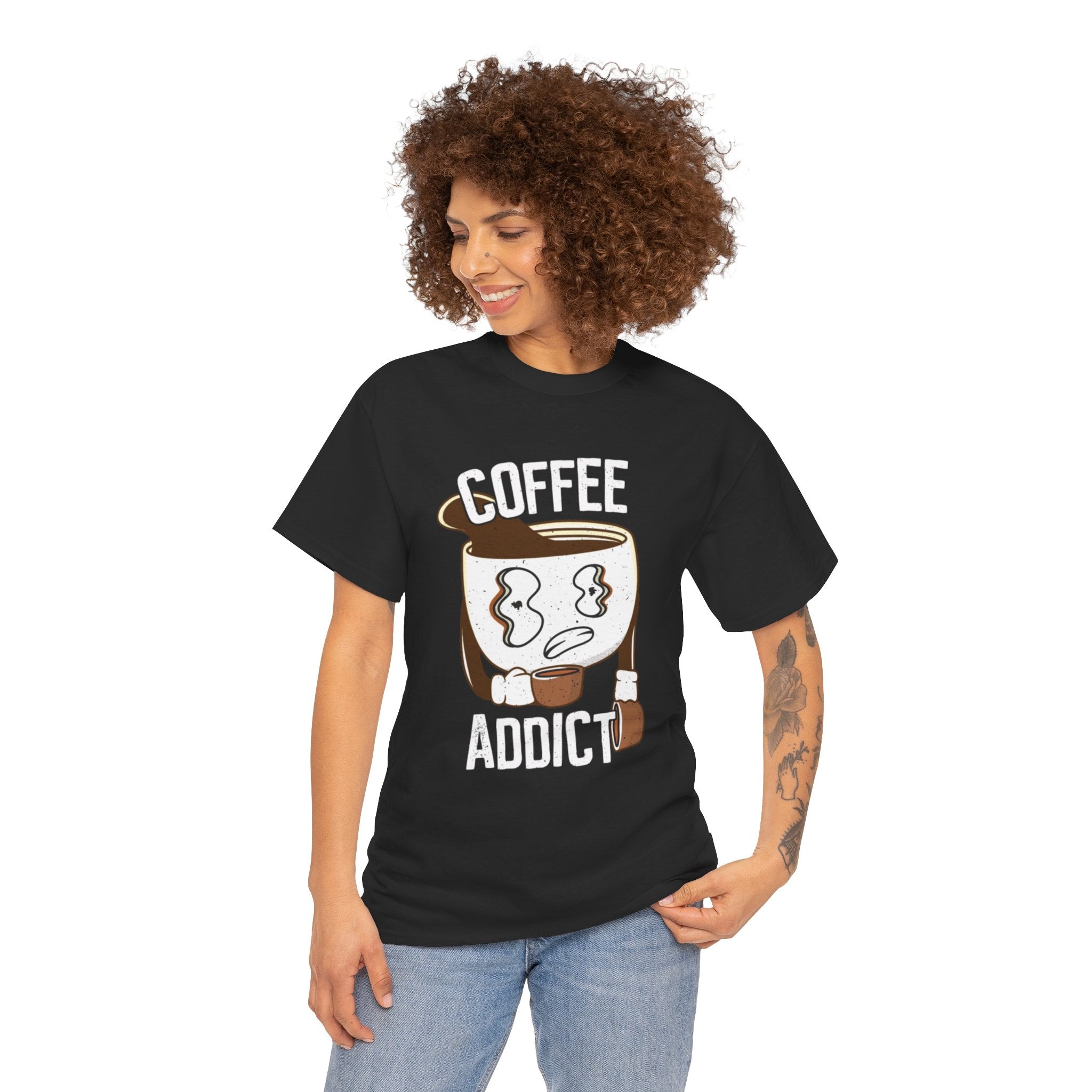 100% Cotton Coffee Addict t-shirt - ZemaStyle