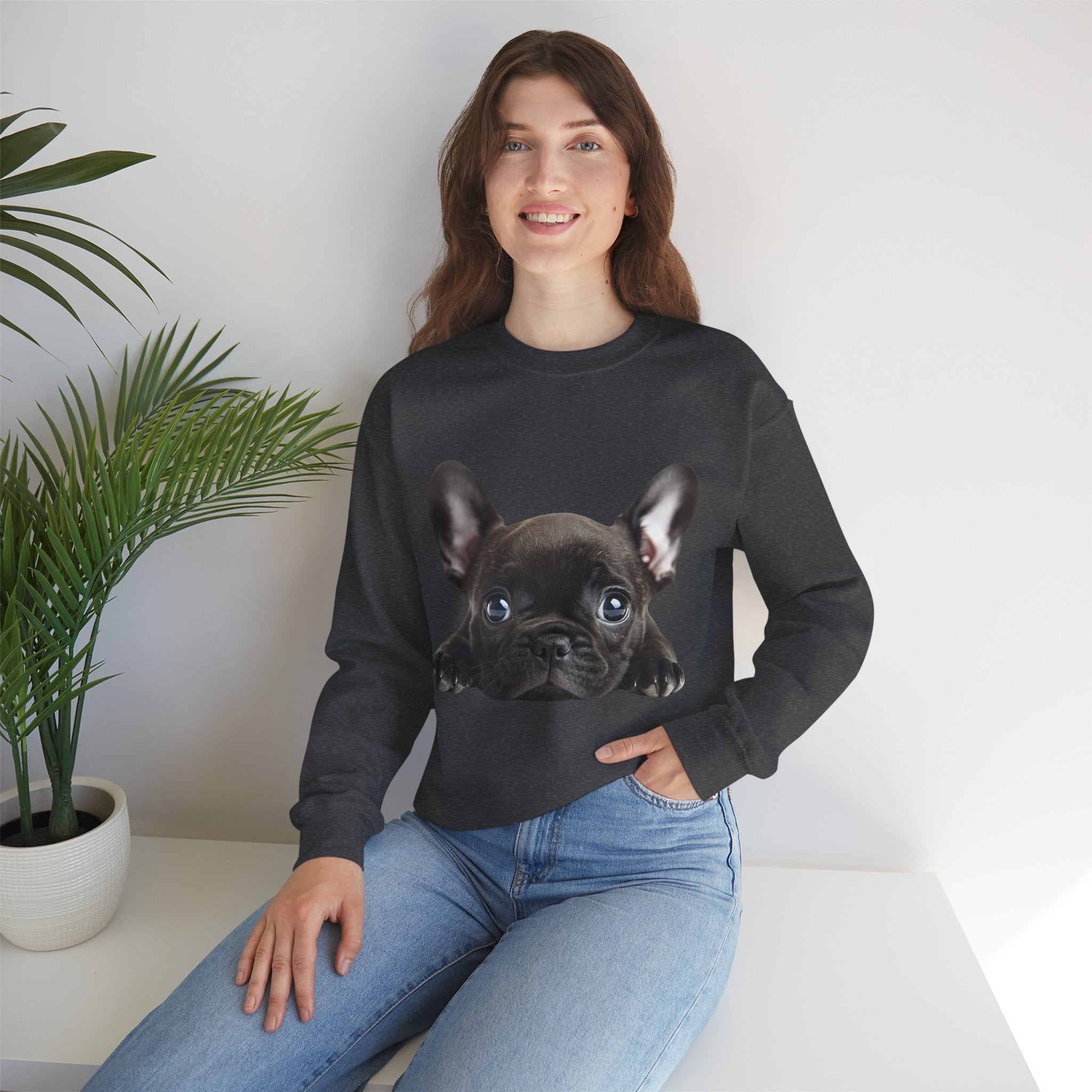 50/50 Cotton-Polyester Unisex French Bulldog Sweatshirt - ZemaStyle