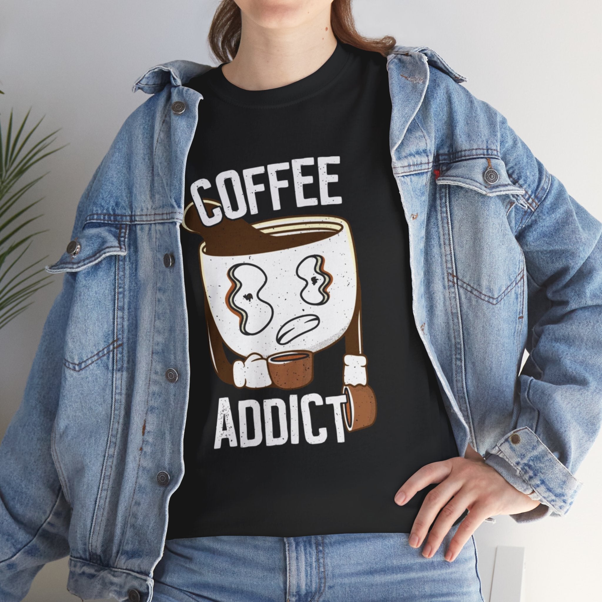 100% Cotton Coffee Addict t-shirt - ZemaStyle