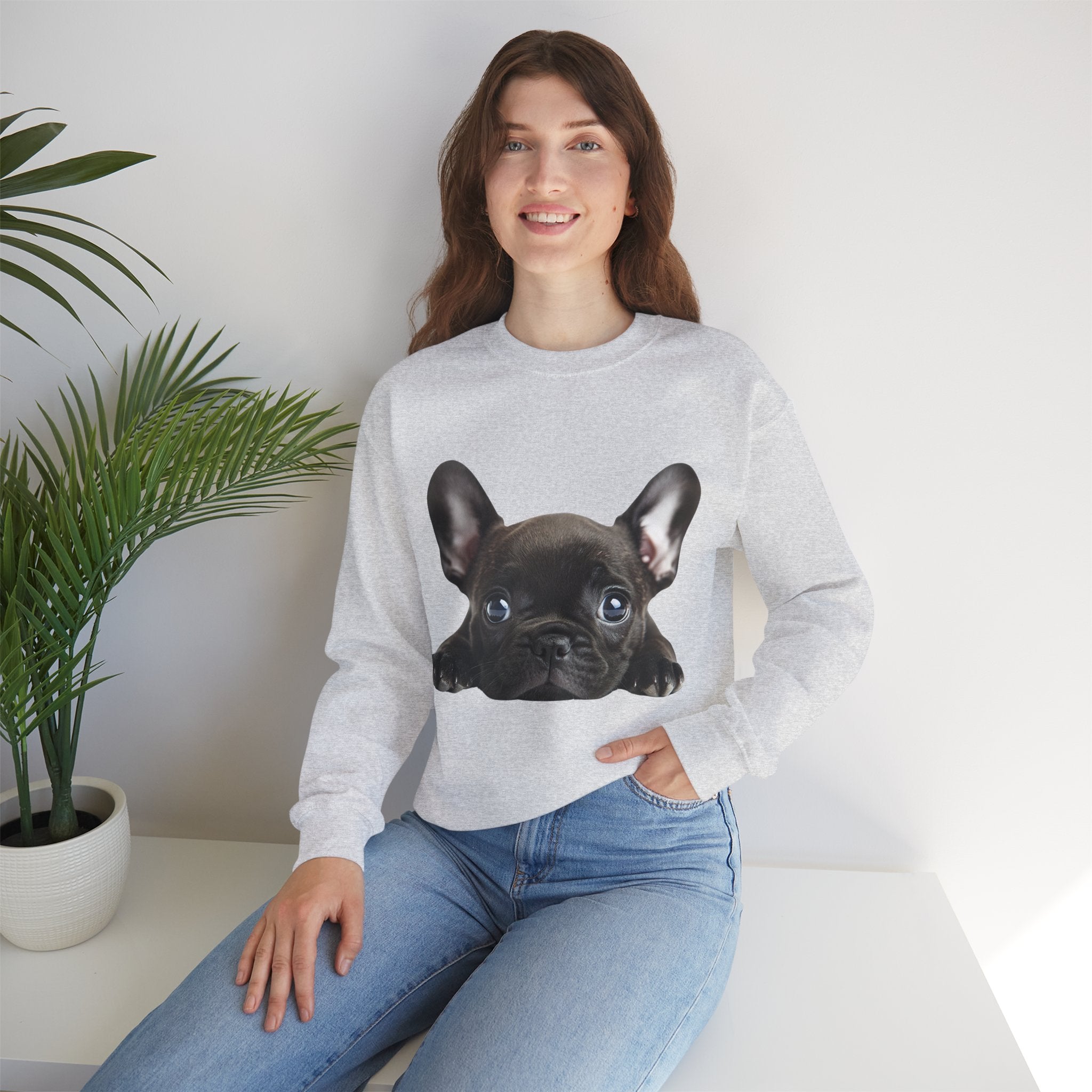 50/50 Cotton-Polyester Unisex French Bulldog Sweatshirt - ZemaStyle