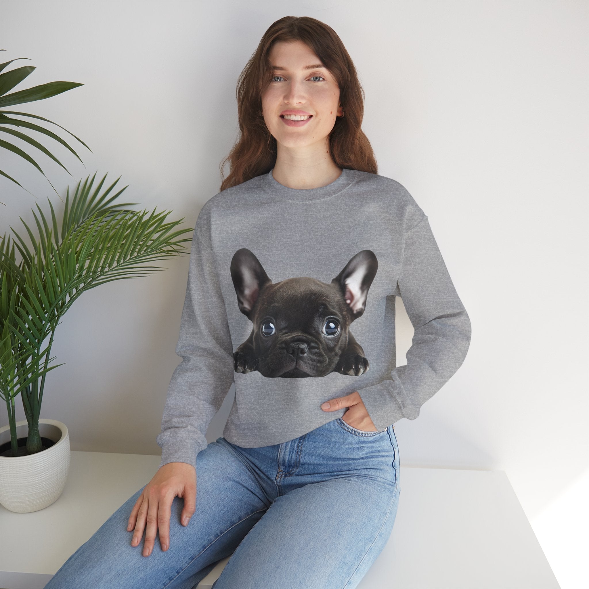50/50 Cotton-Polyester Unisex French Bulldog Sweatshirt - ZemaStyle
