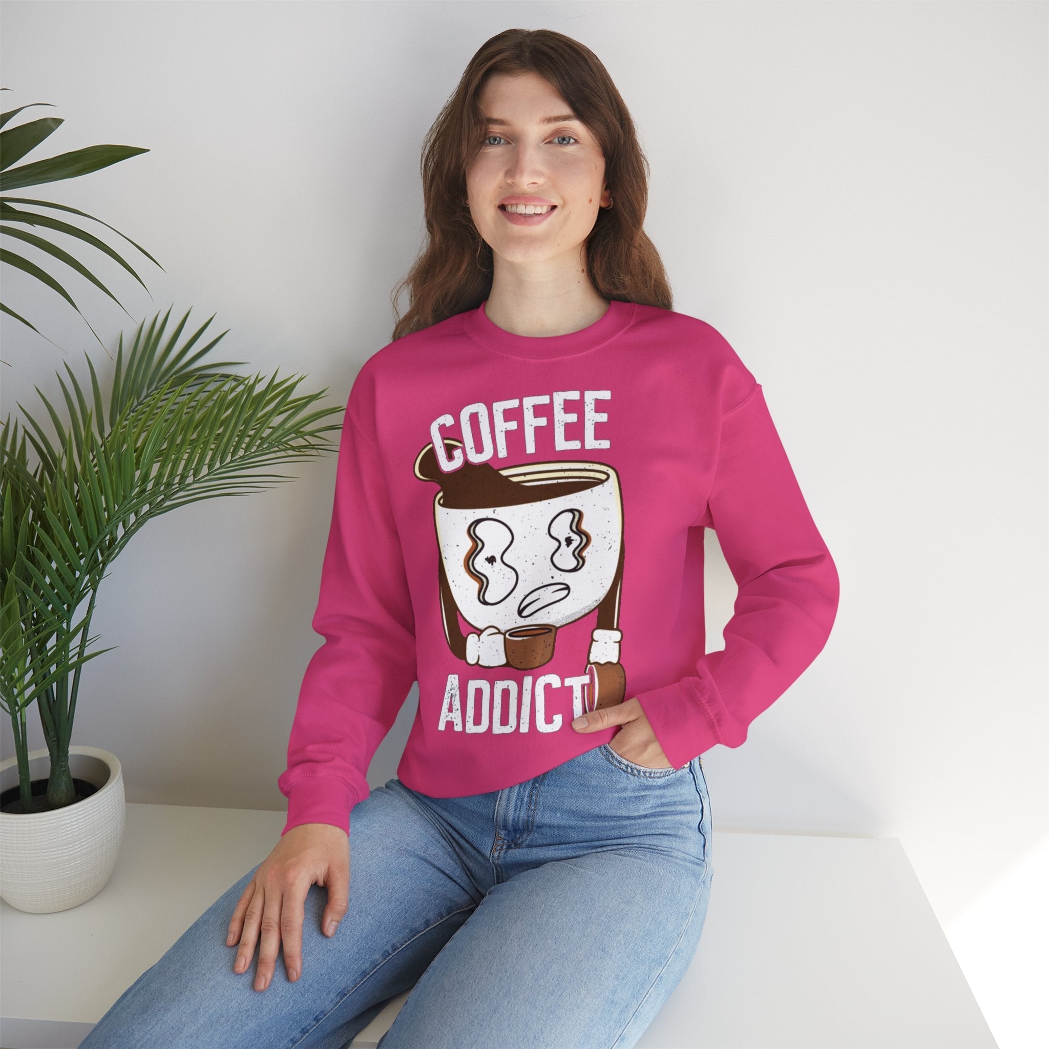 50/50 cotton-polyester Coffee Addict Unisex Sweatshirt - ZemaStyle