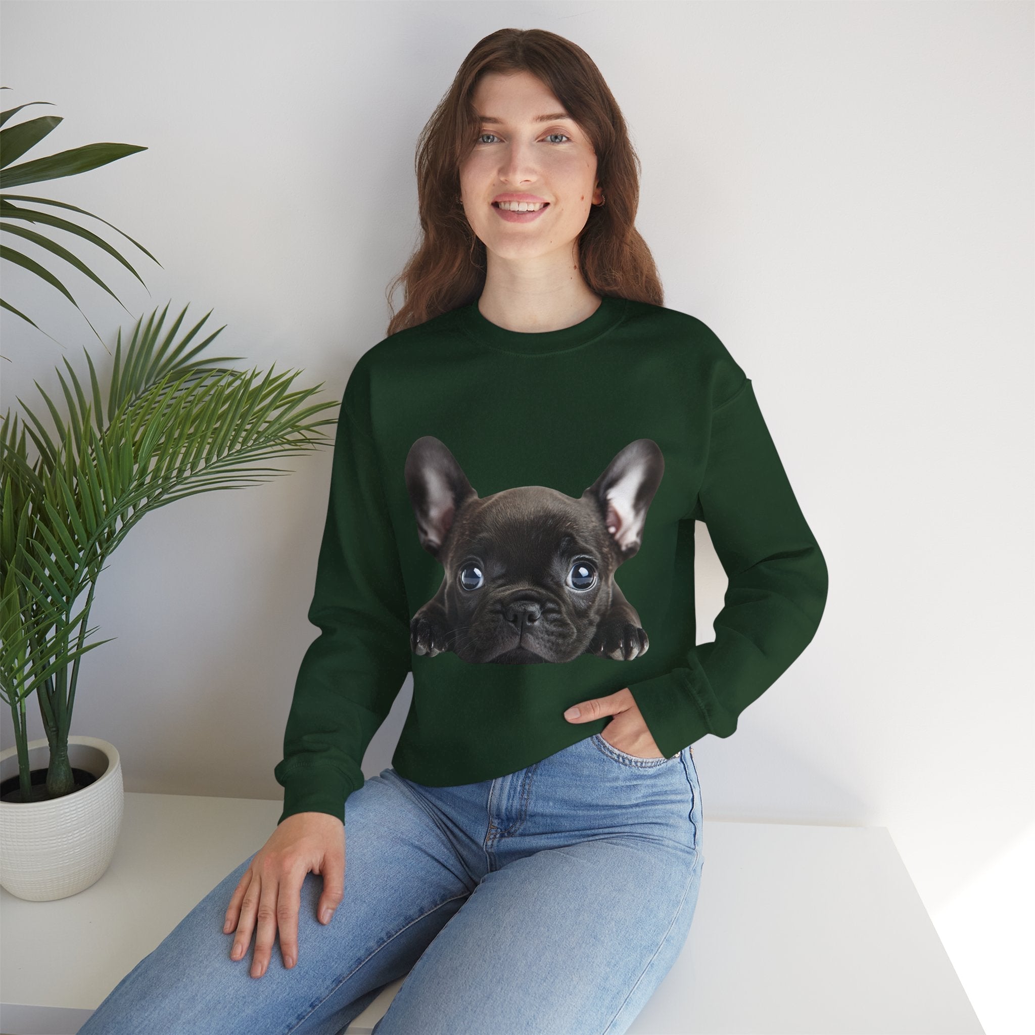 50/50 Cotton-Polyester Unisex French Bulldog Sweatshirt - ZemaStyle