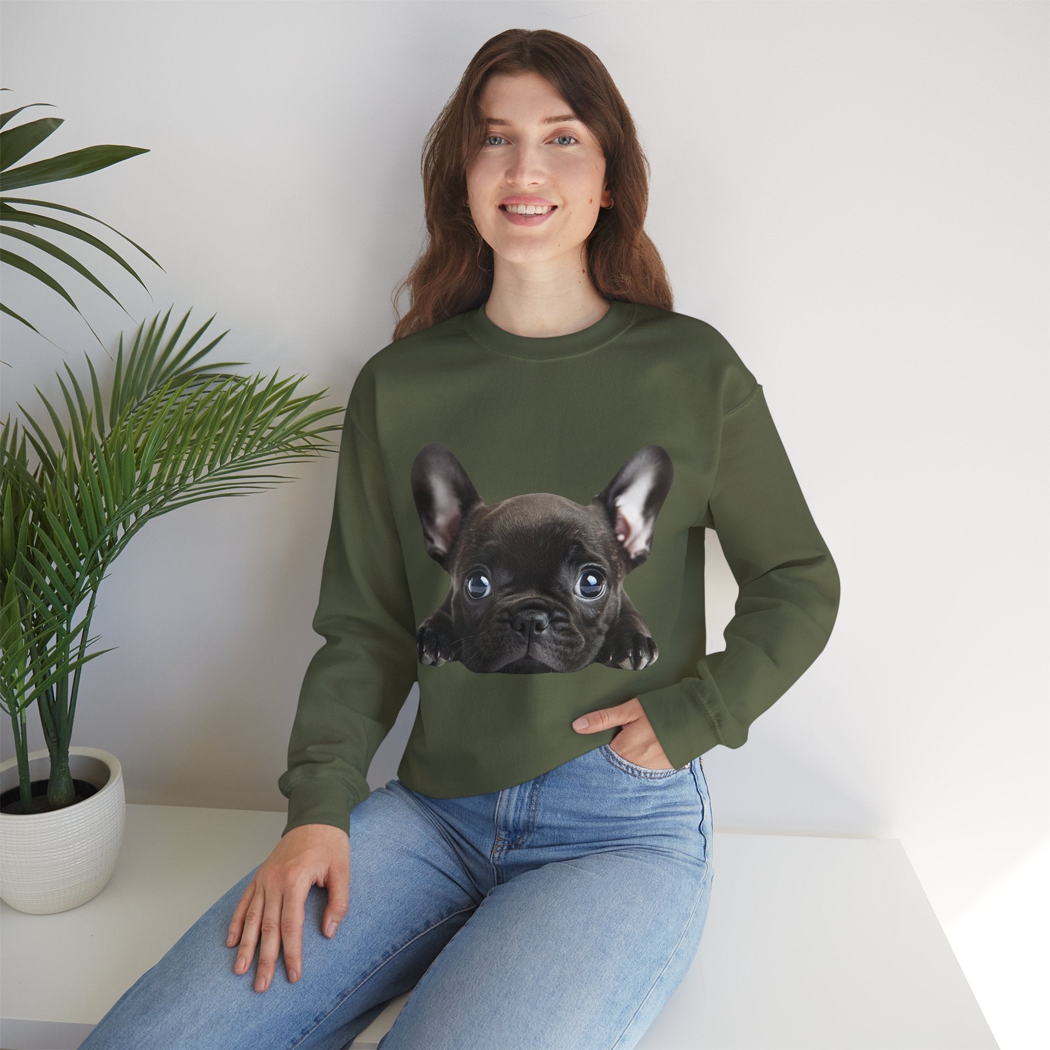 50/50 Cotton-Polyester Unisex French Bulldog Sweatshirt - ZemaStyle