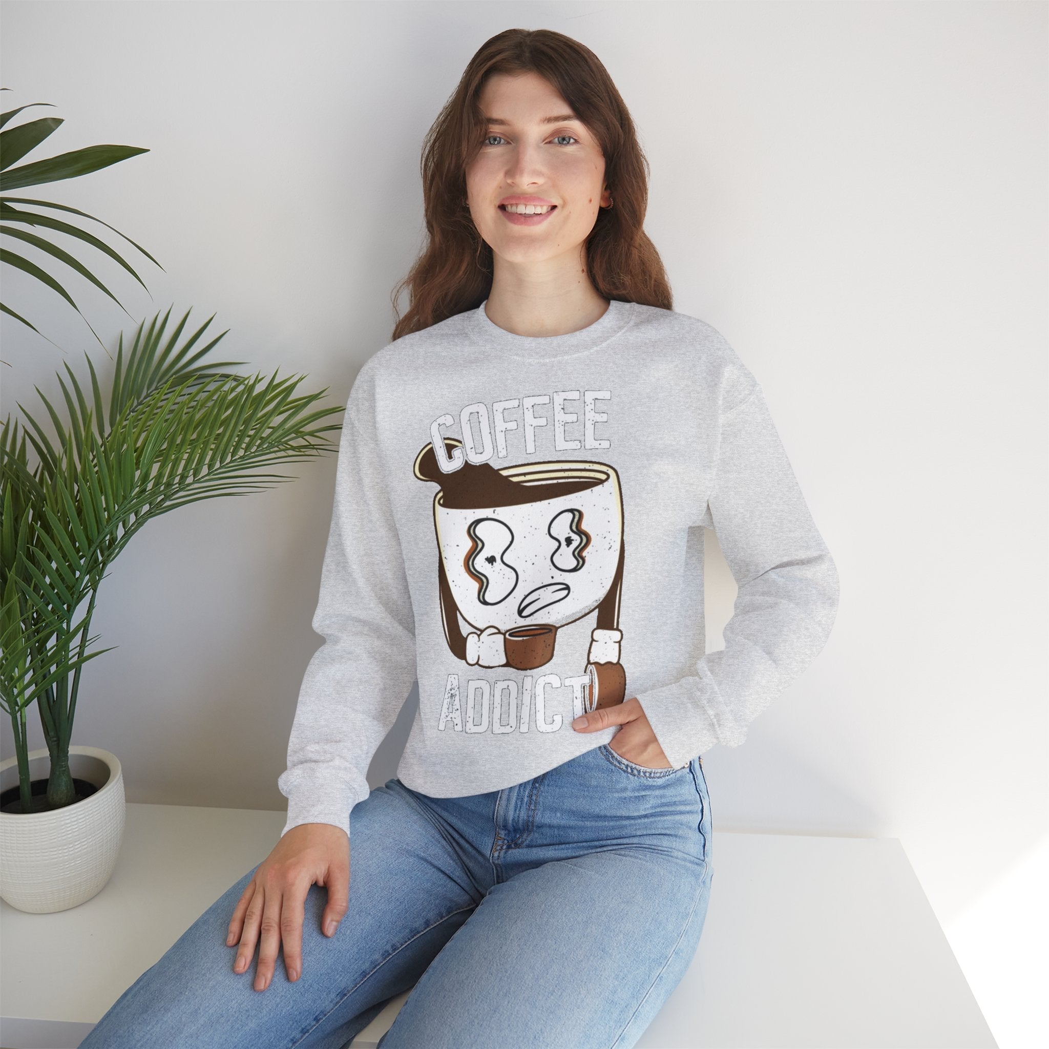 50/50 cotton-polyester Coffee Addict Unisex Sweatshirt - ZemaStyle