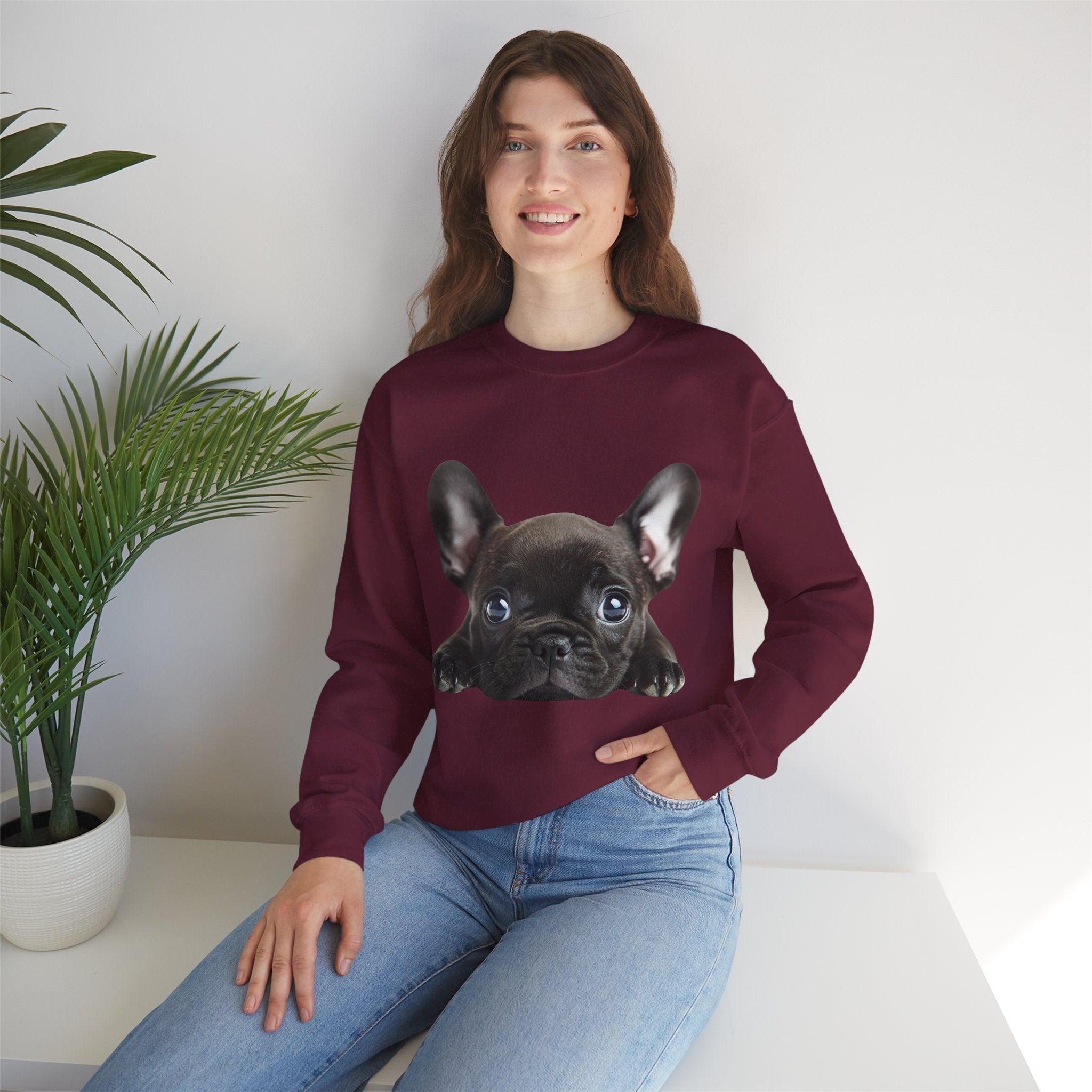 50/50 Cotton-Polyester Unisex French Bulldog Sweatshirt - ZemaStyle
