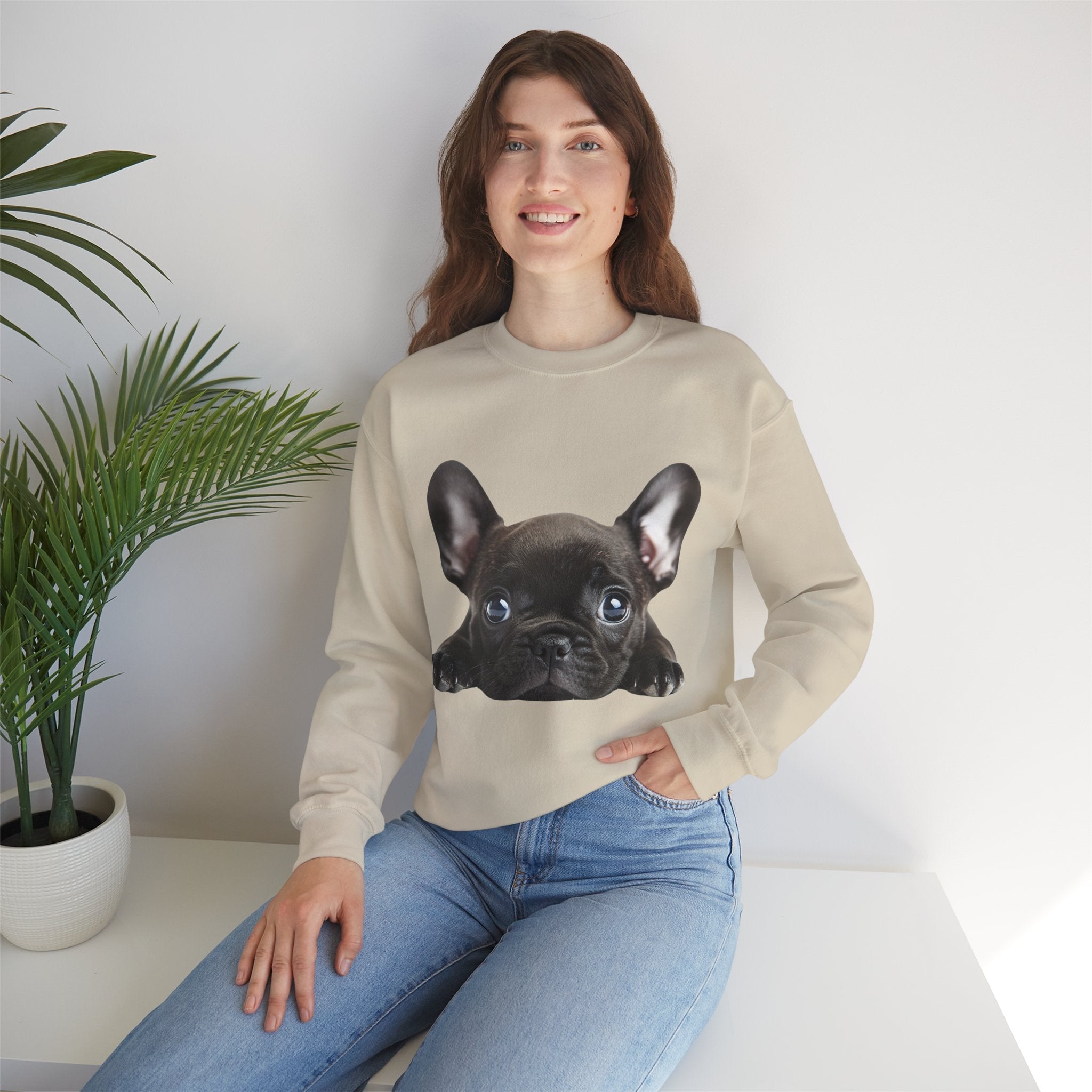 50/50 Cotton-Polyester Unisex French Bulldog Sweatshirt - ZemaStyle