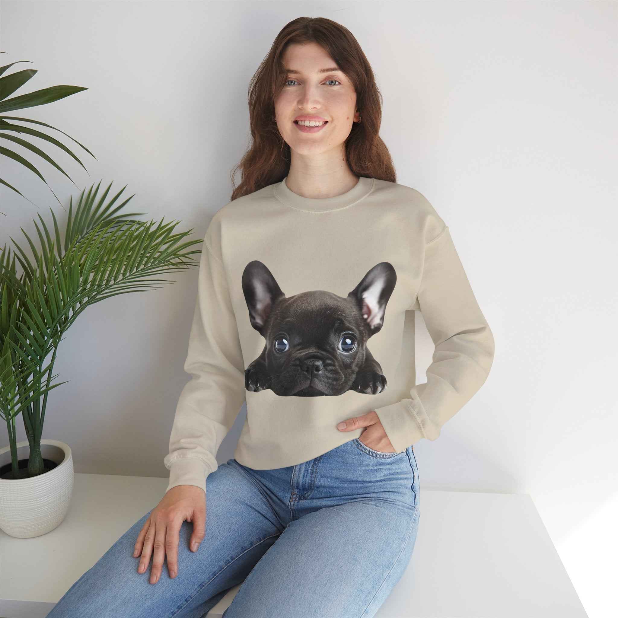50/50 Cotton-Polyester Unisex French Bulldog Sweatshirt