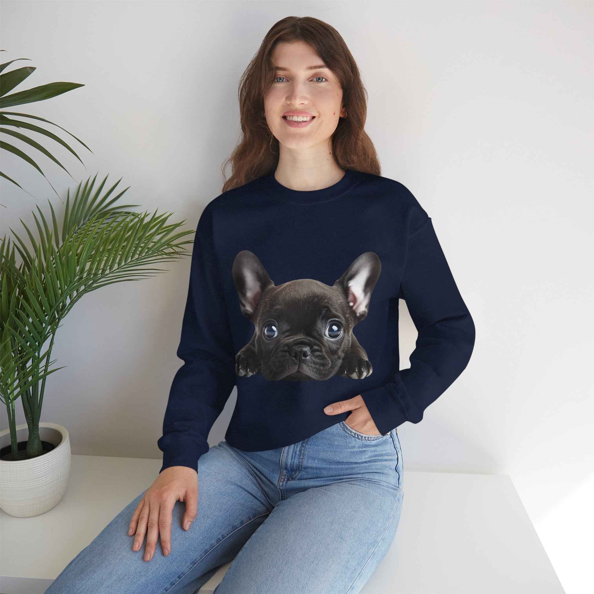 50/50 Cotton-Polyester Unisex French Bulldog Sweatshirt - ZemaStyle