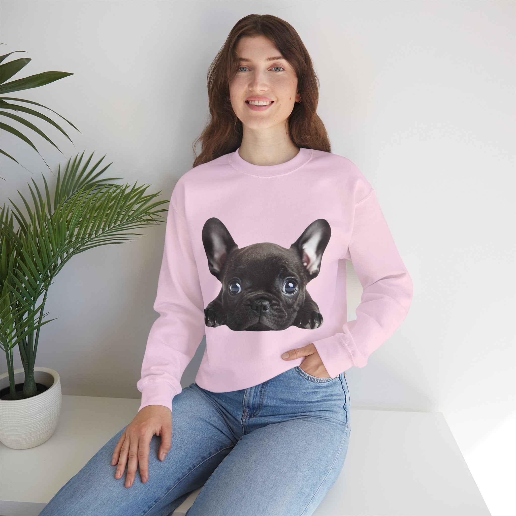50/50 Cotton-Polyester Unisex French Bulldog Sweatshirt - ZemaStyle