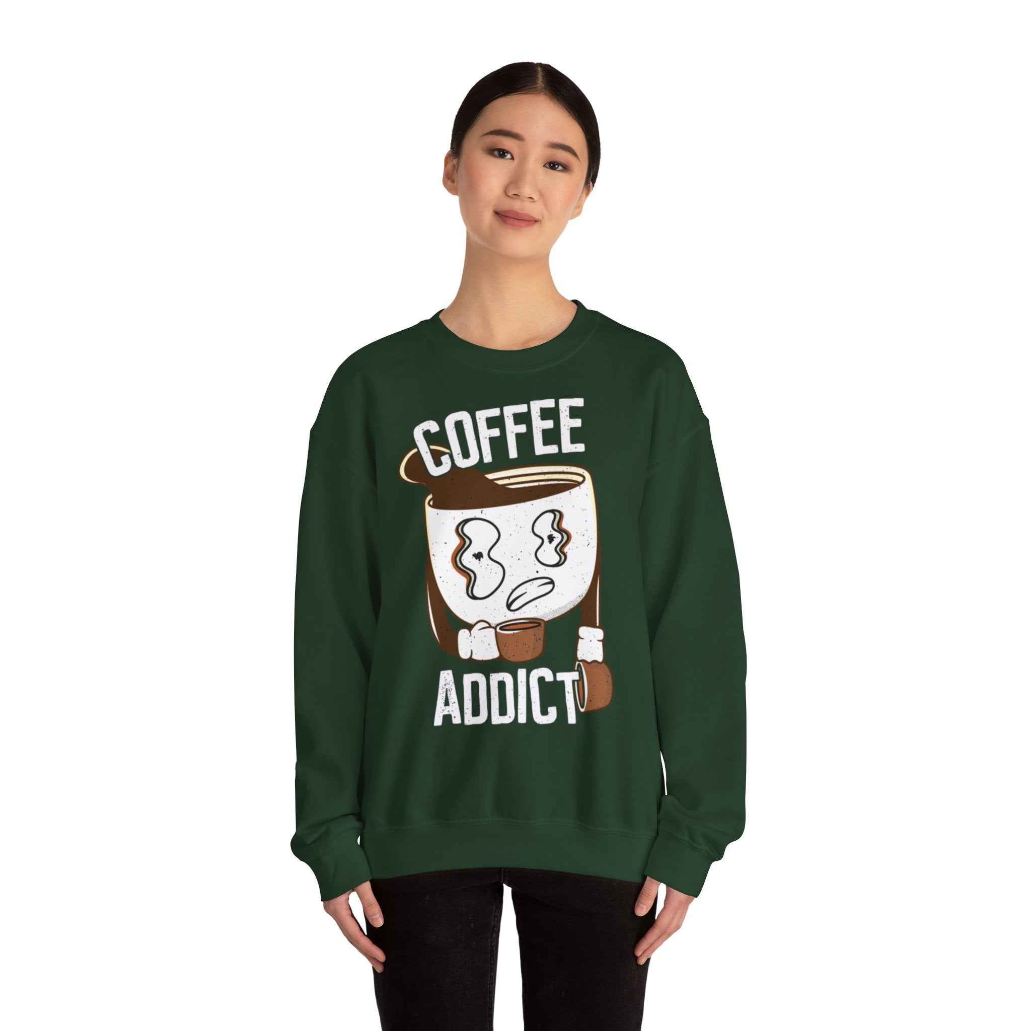 50/50 cotton-polyester Coffee Addict Unisex Sweatshirt - ZemaStyle