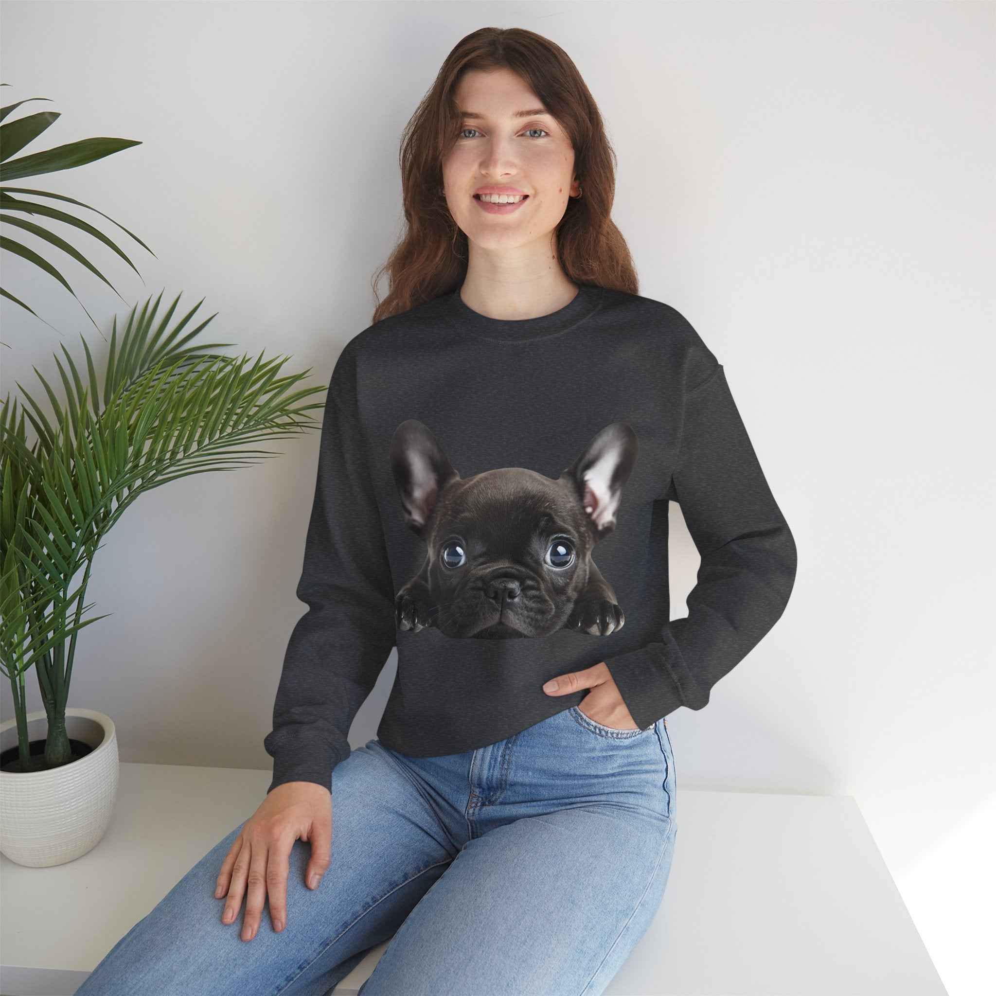 50/50 Cotton-Polyester Unisex French Bulldog Sweatshirt - ZemaStyle