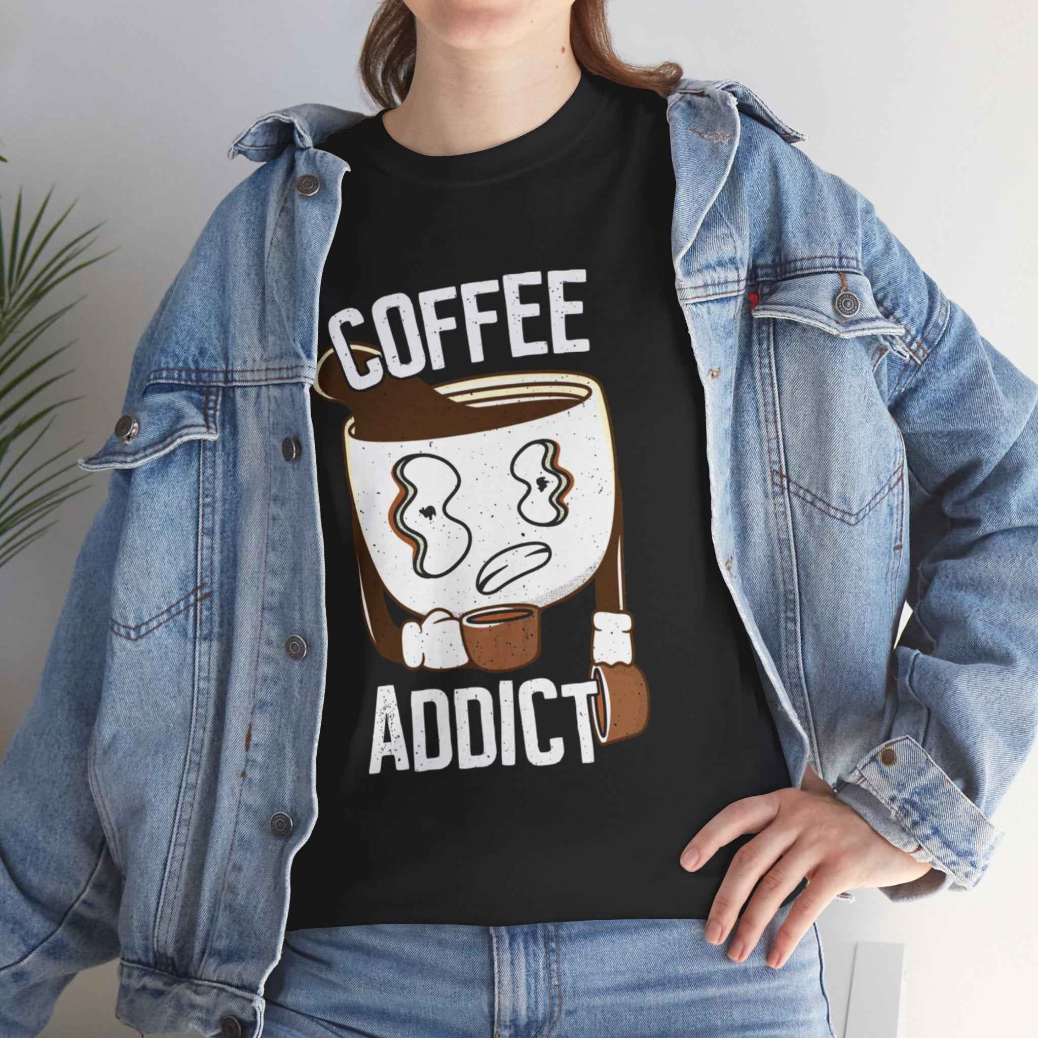 100% Cotton Coffee Addict t-shirt - ZemaStyle
