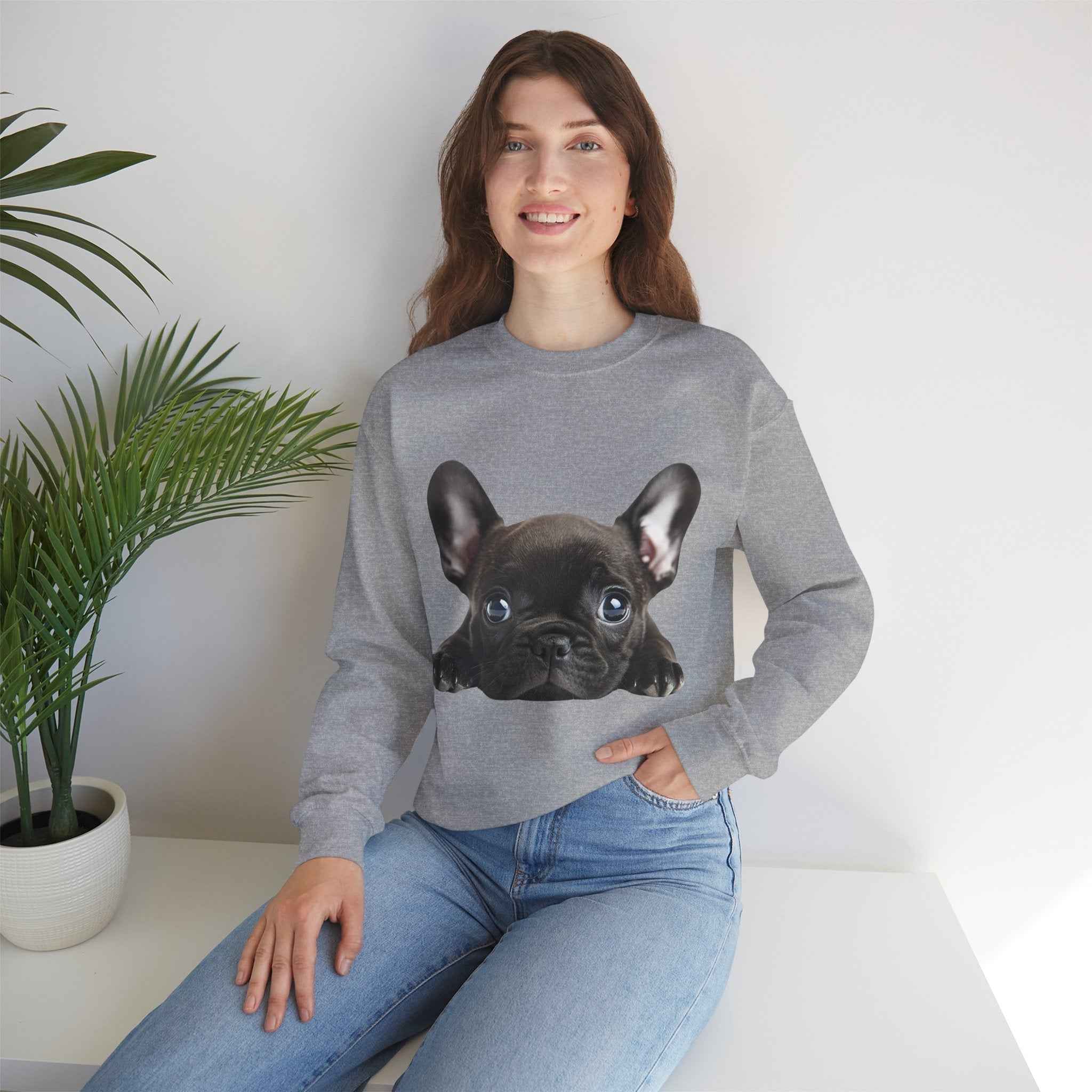 50/50 Cotton-Polyester Unisex French Bulldog Sweatshirt - ZemaStyle