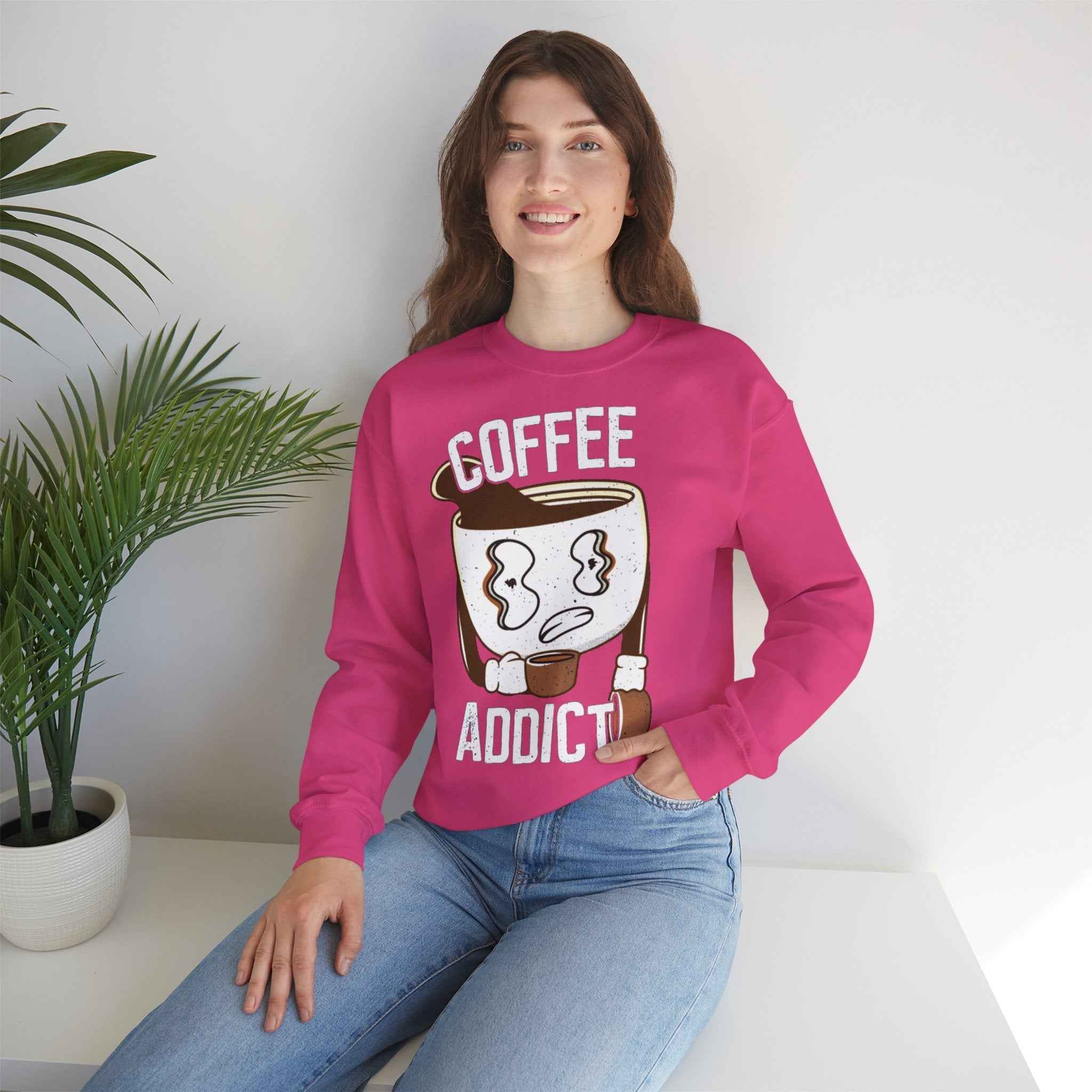 50/50 cotton-polyester Coffee Addict Unisex Sweatshirt - ZemaStyle
