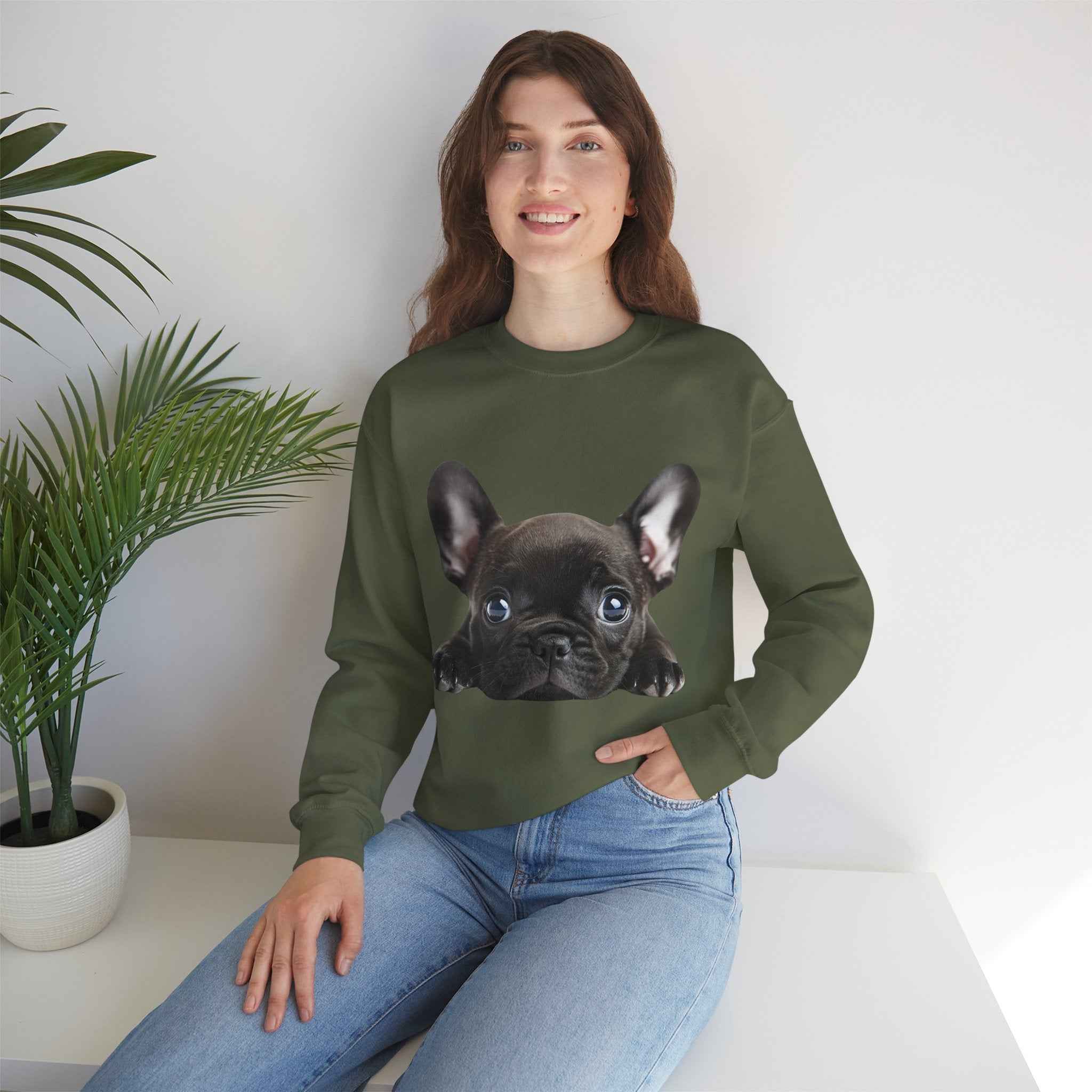 50/50 Cotton-Polyester Unisex French Bulldog Sweatshirt - ZemaStyle