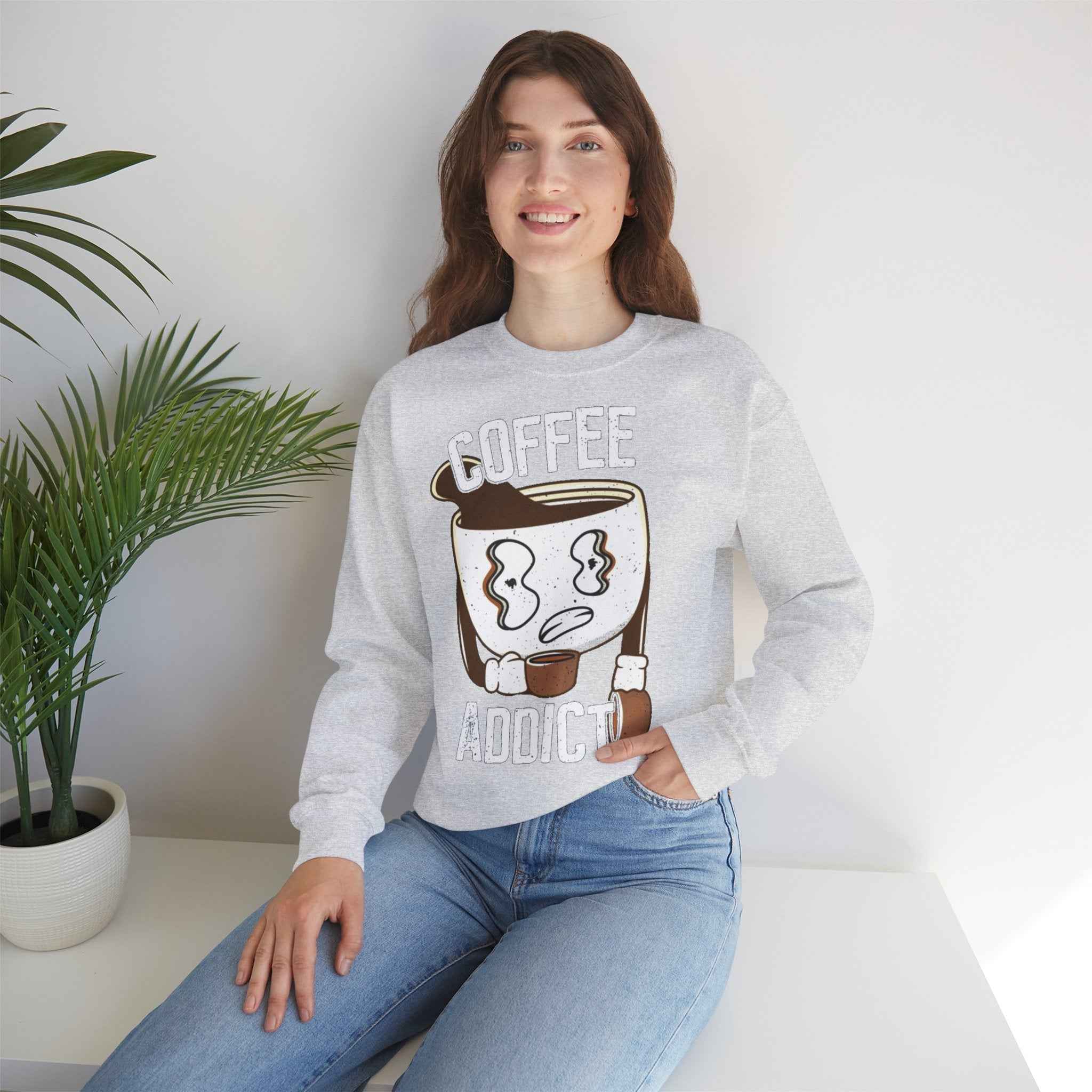 50/50 cotton-polyester Coffee Addict Unisex Sweatshirt - ZemaStyle