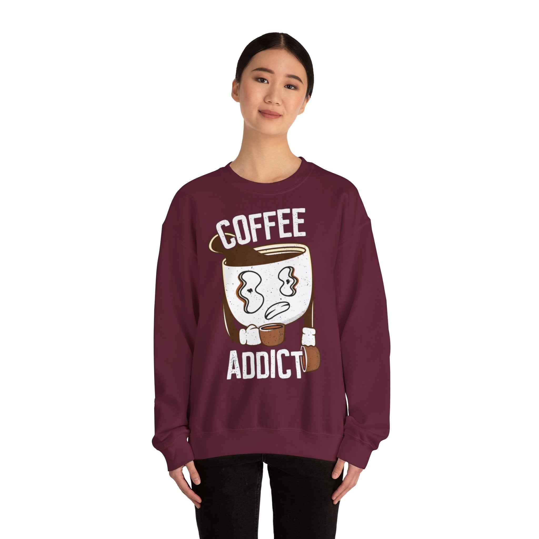50/50 cotton-polyester Coffee Addict Unisex Sweatshirt - ZemaStyle