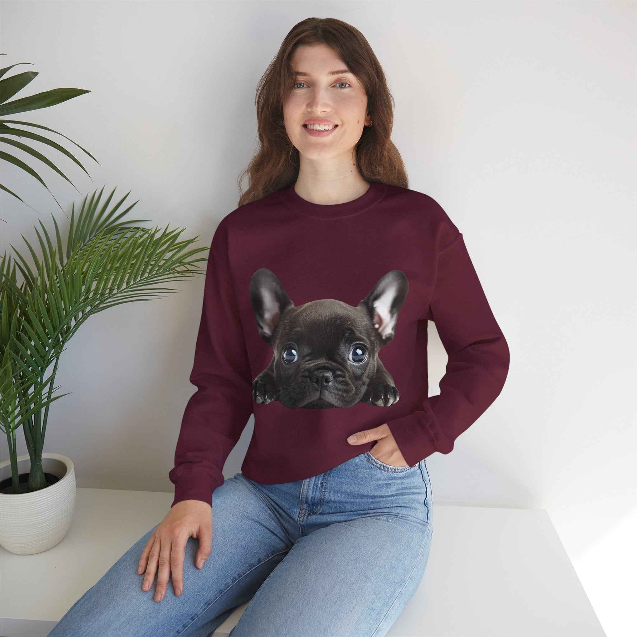 50/50 Cotton-Polyester Unisex French Bulldog Sweatshirt - ZemaStyle