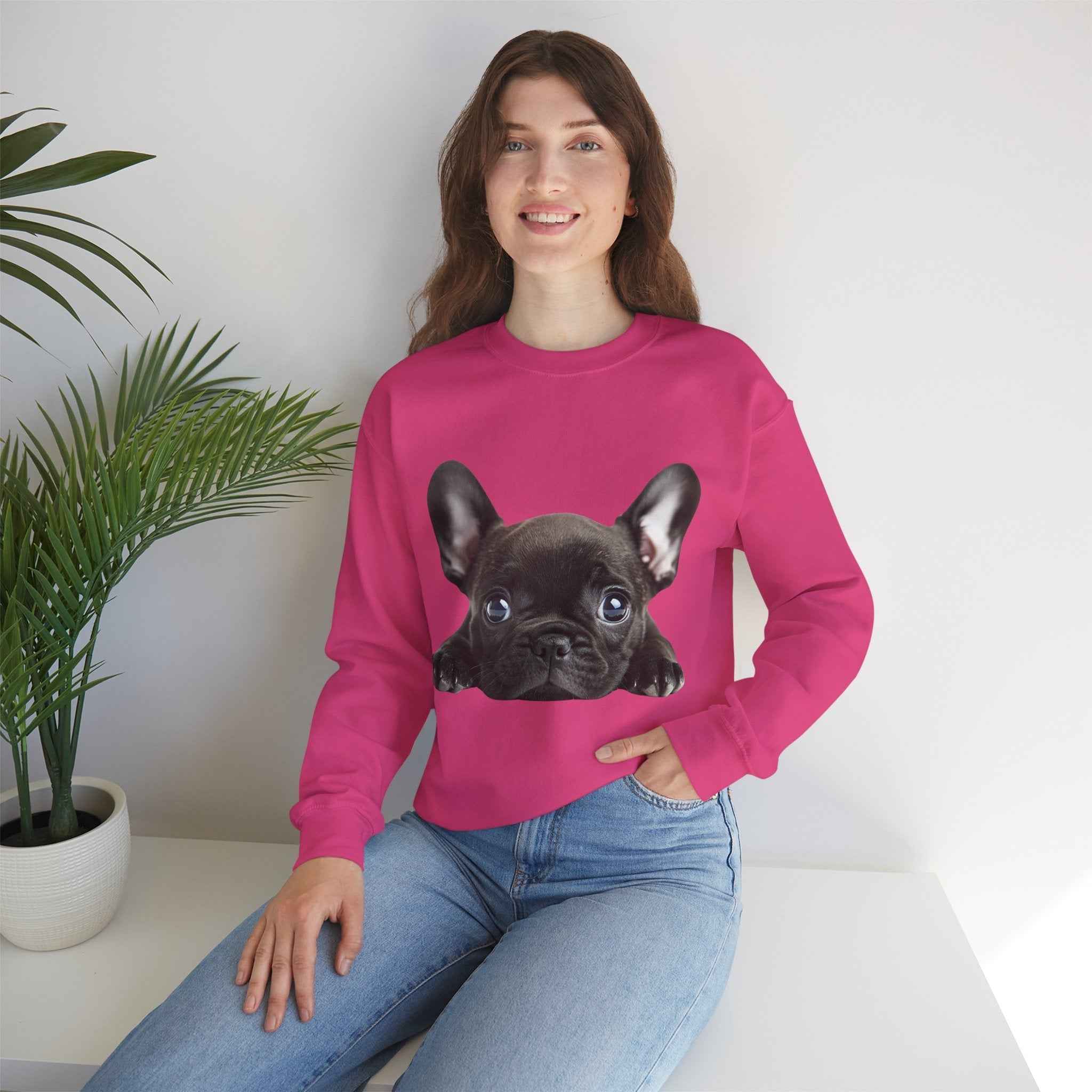 50/50 Cotton-Polyester Unisex French Bulldog Sweatshirt - ZemaStyle
