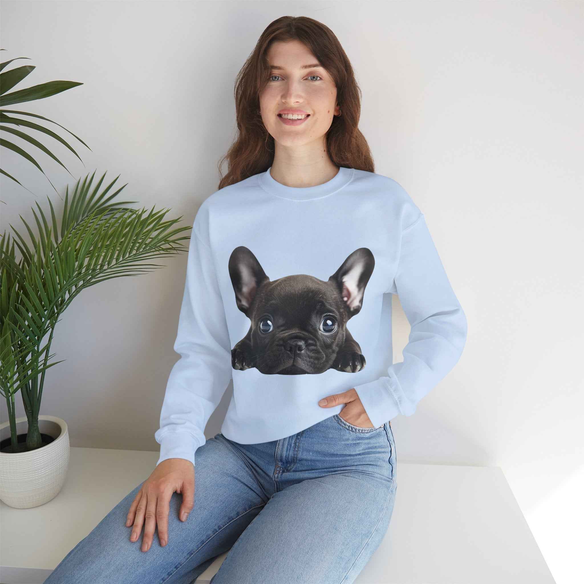 50/50 Cotton-Polyester Unisex French Bulldog Sweatshirt - ZemaStyle