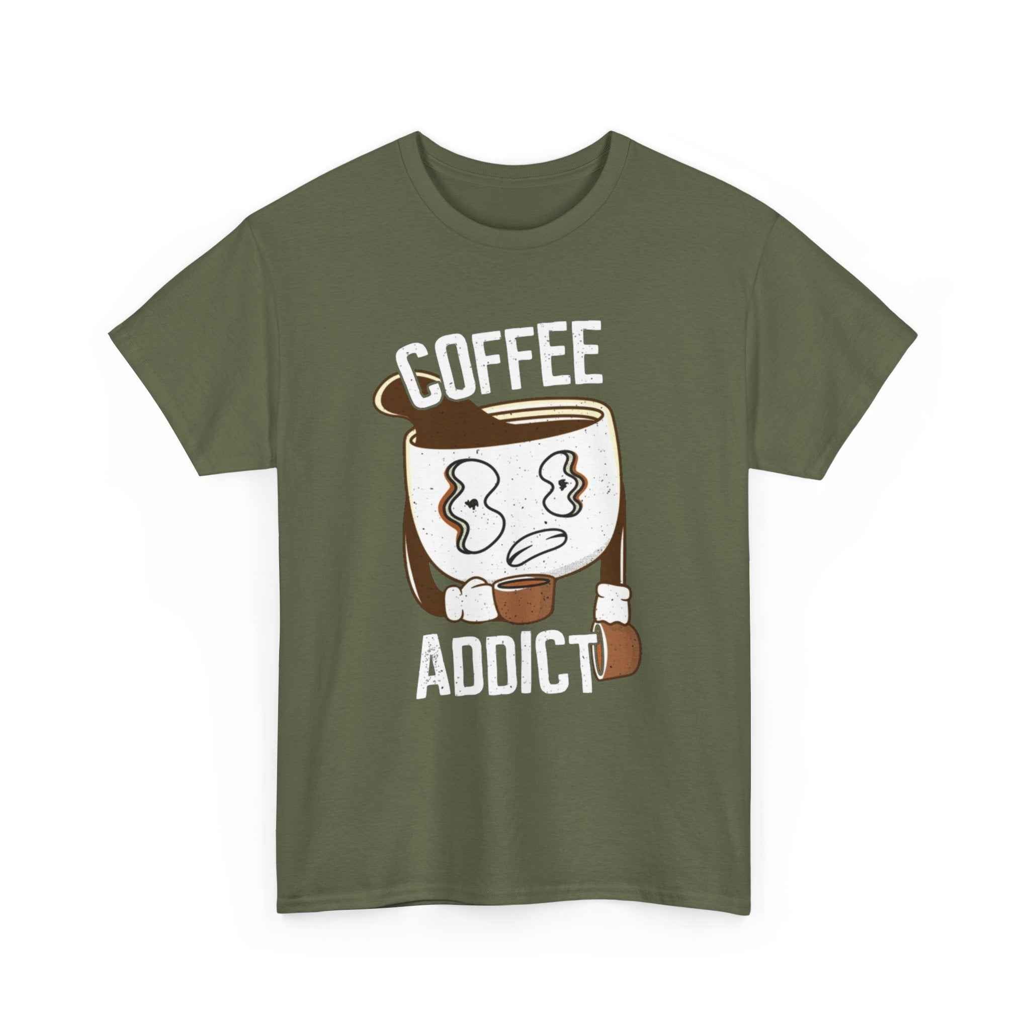 100% Cotton Coffee Addict t-shirt - ZemaStyle