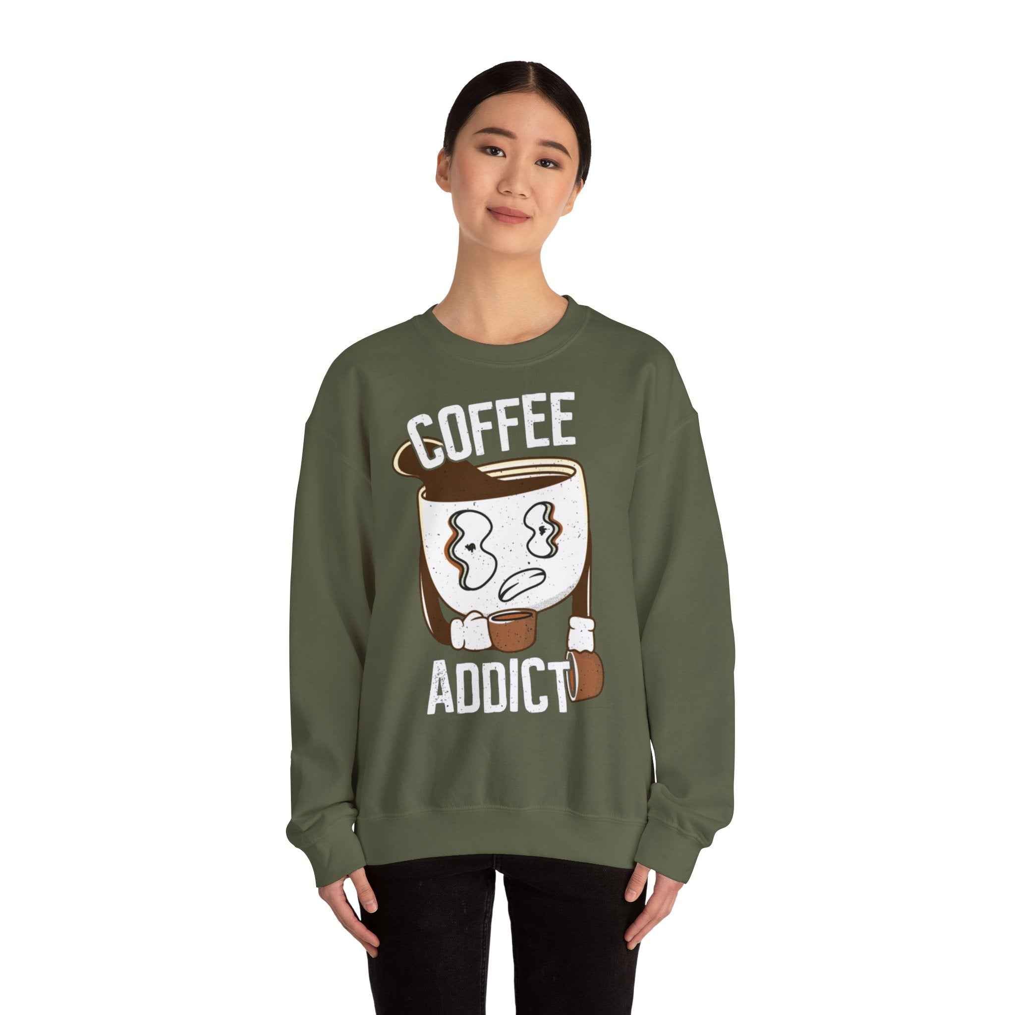 50/50 cotton-polyester Coffee Addict Unisex Sweatshirt - ZemaStyle